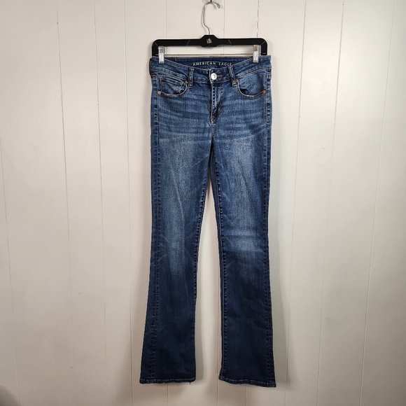 American Eagle Skinny Kick Jeans Stretchy Bootcut Mid Rise Size 4 Western Boho - Picture 2 of 11
